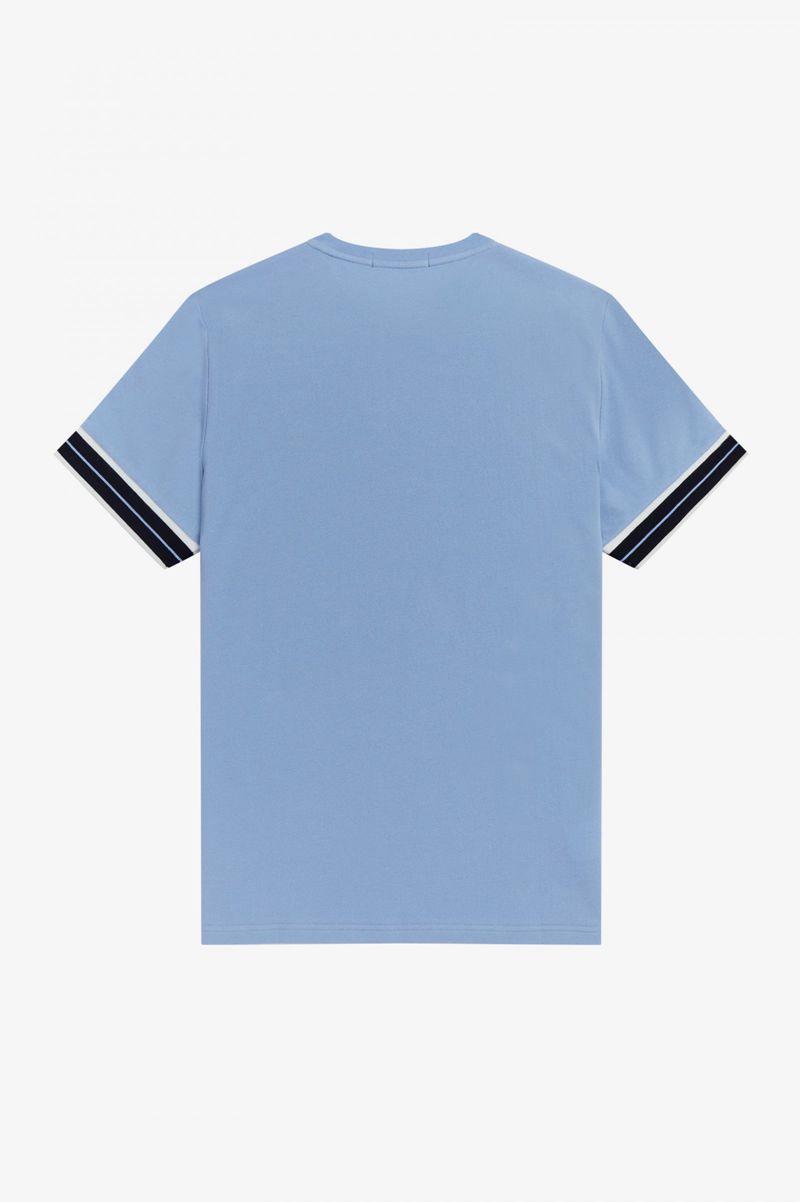 Blue Fred Perry Tramline Tipped Piqué Men's T Shirts | PH 1793CTVE